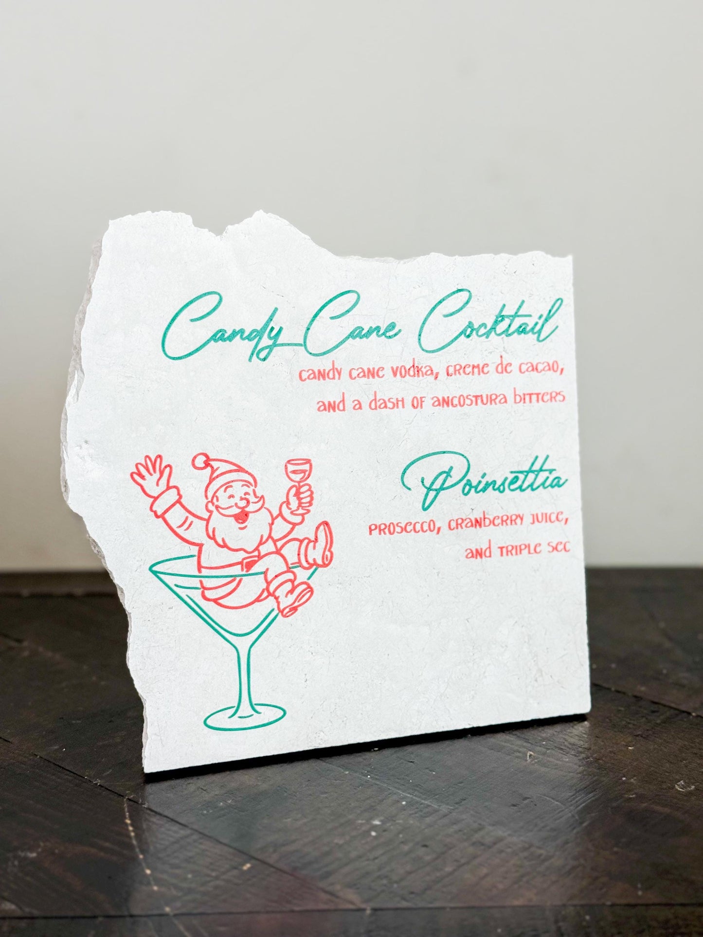 Christmas Cocktail Menu Sign – Santa Disco Stone Sign | Holiday Bar Sign | Christmas Party Decor | Luxe Lines Designs
