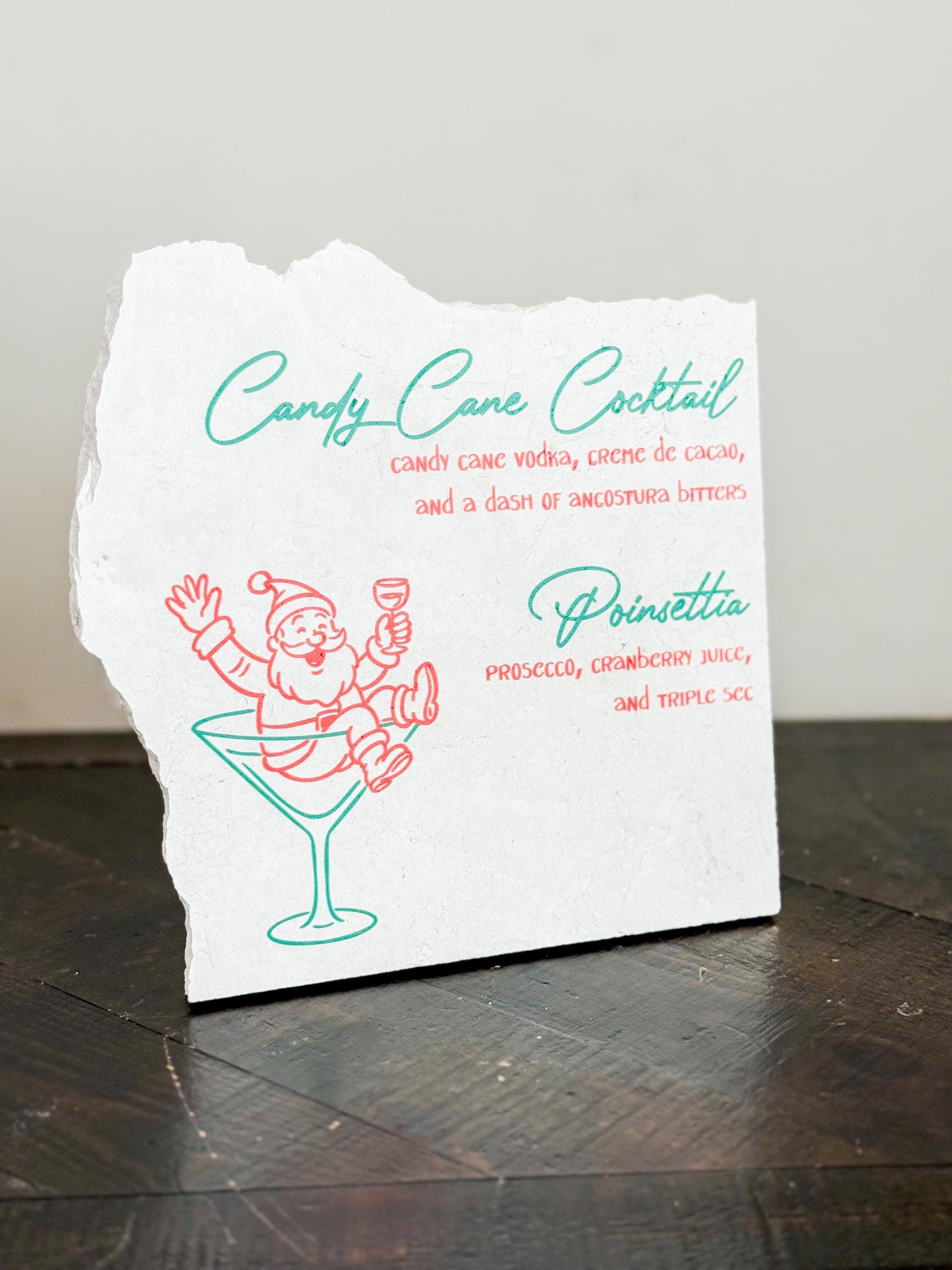 Christmas Cocktail Menu Sign – Santa Disco Stone Sign | Holiday Bar Sign | Christmas Party Decor | Luxe Lines Designs
