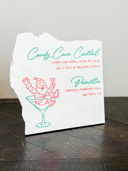 Christmas Cocktail Menu Sign – Santa Disco Stone Sign | Holiday Bar Sign | Christmas Party Decor | Luxe Lines Designs