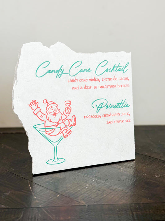Christmas Cocktail Menu Sign – Santa Disco Stone Sign | Holiday Bar Sign | Christmas Party Decor | Luxe Lines Designs