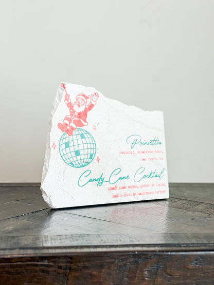 Christmas Cocktail Menu Sign – Santa Disco Stone Sign | Holiday Bar Sign | Christmas Party Decor | Luxe Lines Designs