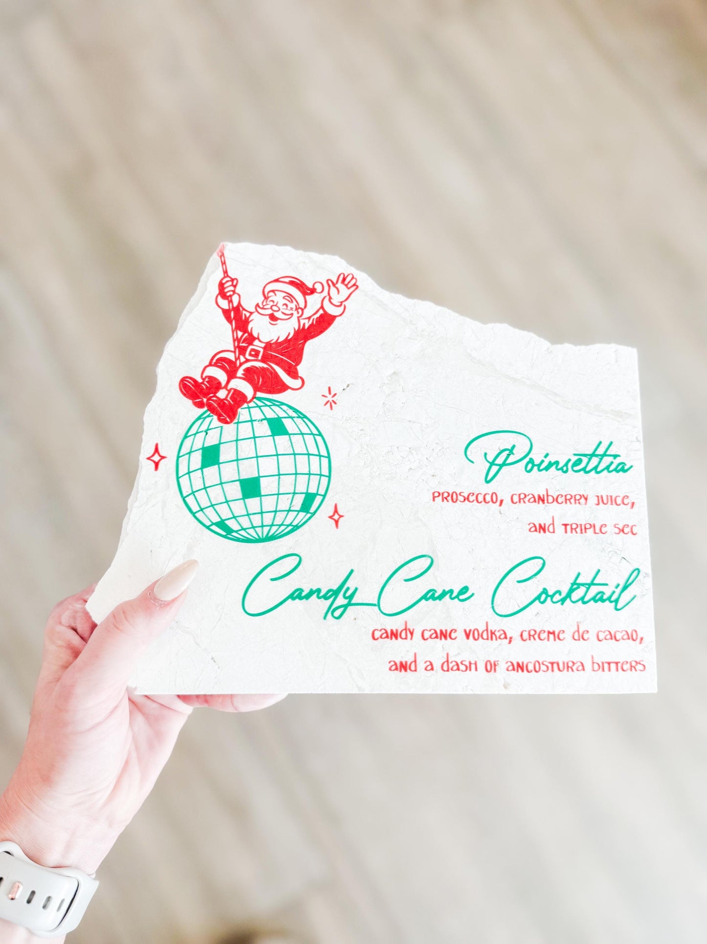 Christmas Cocktail Menu Sign – Santa Disco Stone Sign | Holiday Bar Sign | Christmas Party Decor | Luxe Lines Designs