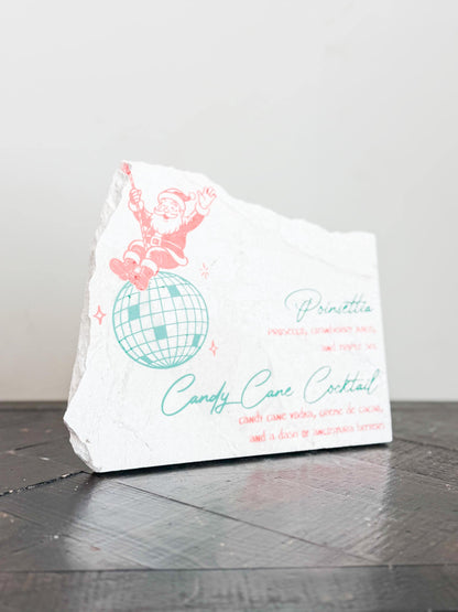 Christmas Cocktail Menu Sign – Santa Disco Stone Sign | Holiday Bar Sign | Christmas Party Decor | Luxe Lines Designs