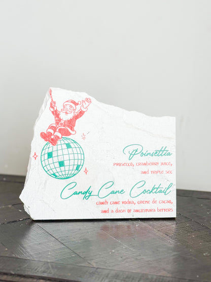 Christmas Cocktail Menu Sign – Santa Disco Stone Sign | Holiday Bar Sign | Christmas Party Decor | Luxe Lines Designs