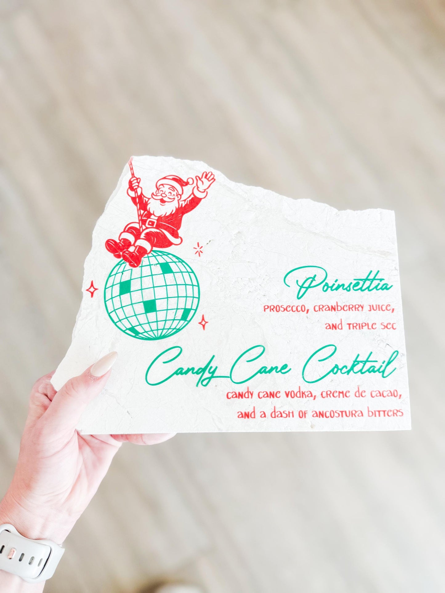 Christmas Cocktail Menu Sign – Santa Disco Stone Sign | Holiday Bar Sign | Christmas Party Decor | Luxe Lines Designs