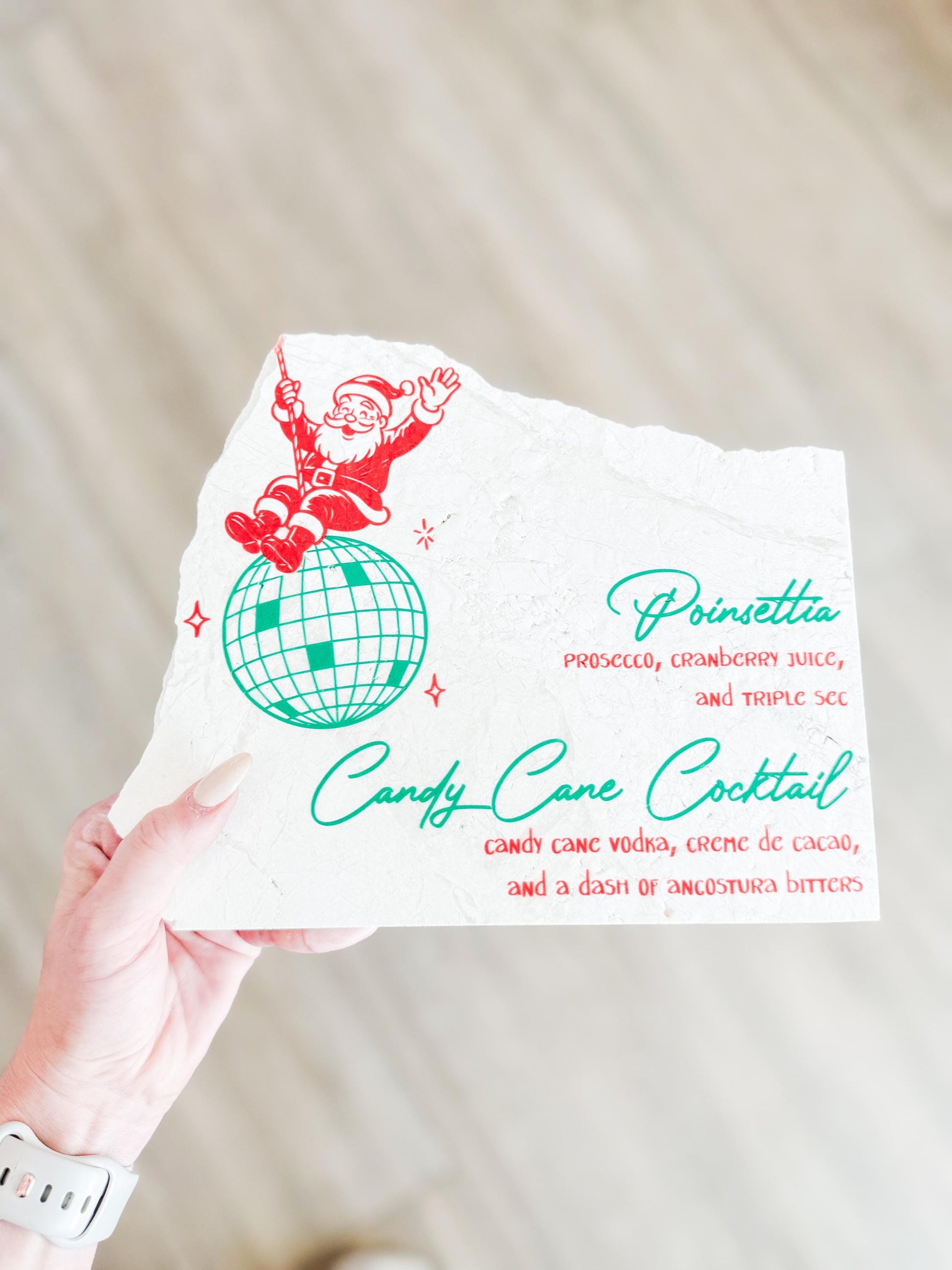 Christmas Cocktail Menu Sign – Santa Disco Stone Sign | Holiday Bar Sign | Christmas Party Decor | Luxe Lines Designs