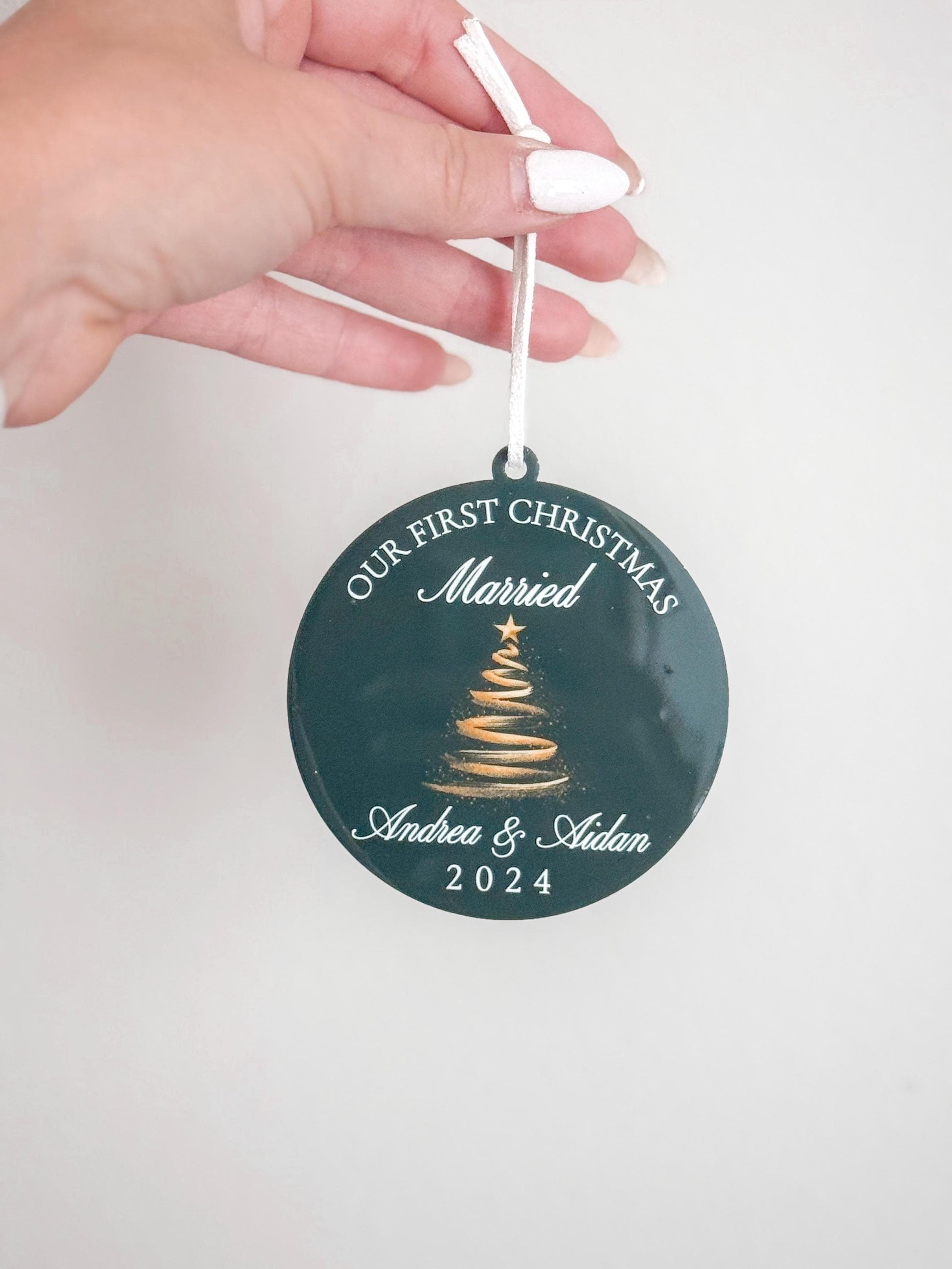 Our First Christmas Married, Engaged, etc. Ornament Gift | Customizable Acrylic Keepsake | Couple’s First Christmas Ornament
