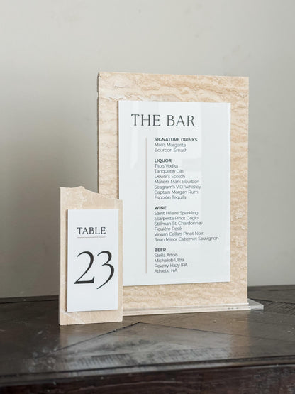 Travertine Stone Bar Menu Sign