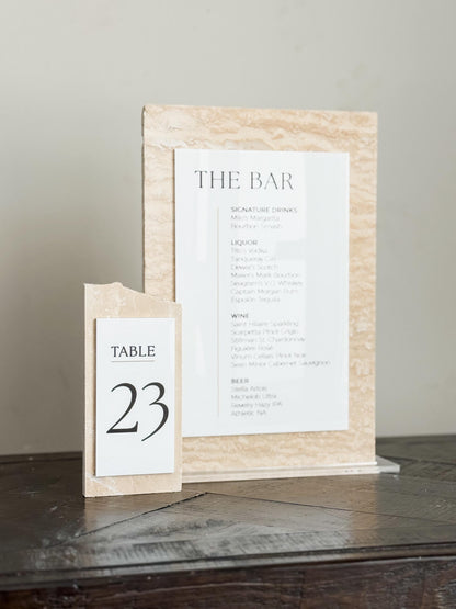 Travertine Stone Bar Menu Sign