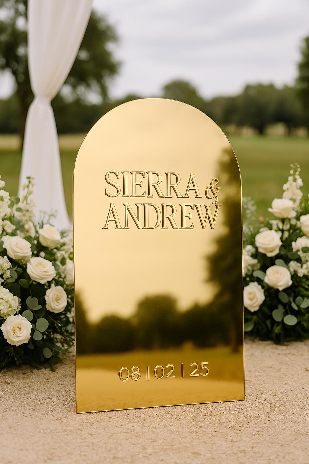 Elegant Gold Mirror Wedding Welcome Sign | Personalized Name and Date | Wedding Gift | Bridal Shower Gift| Modern Mirror Keepsake