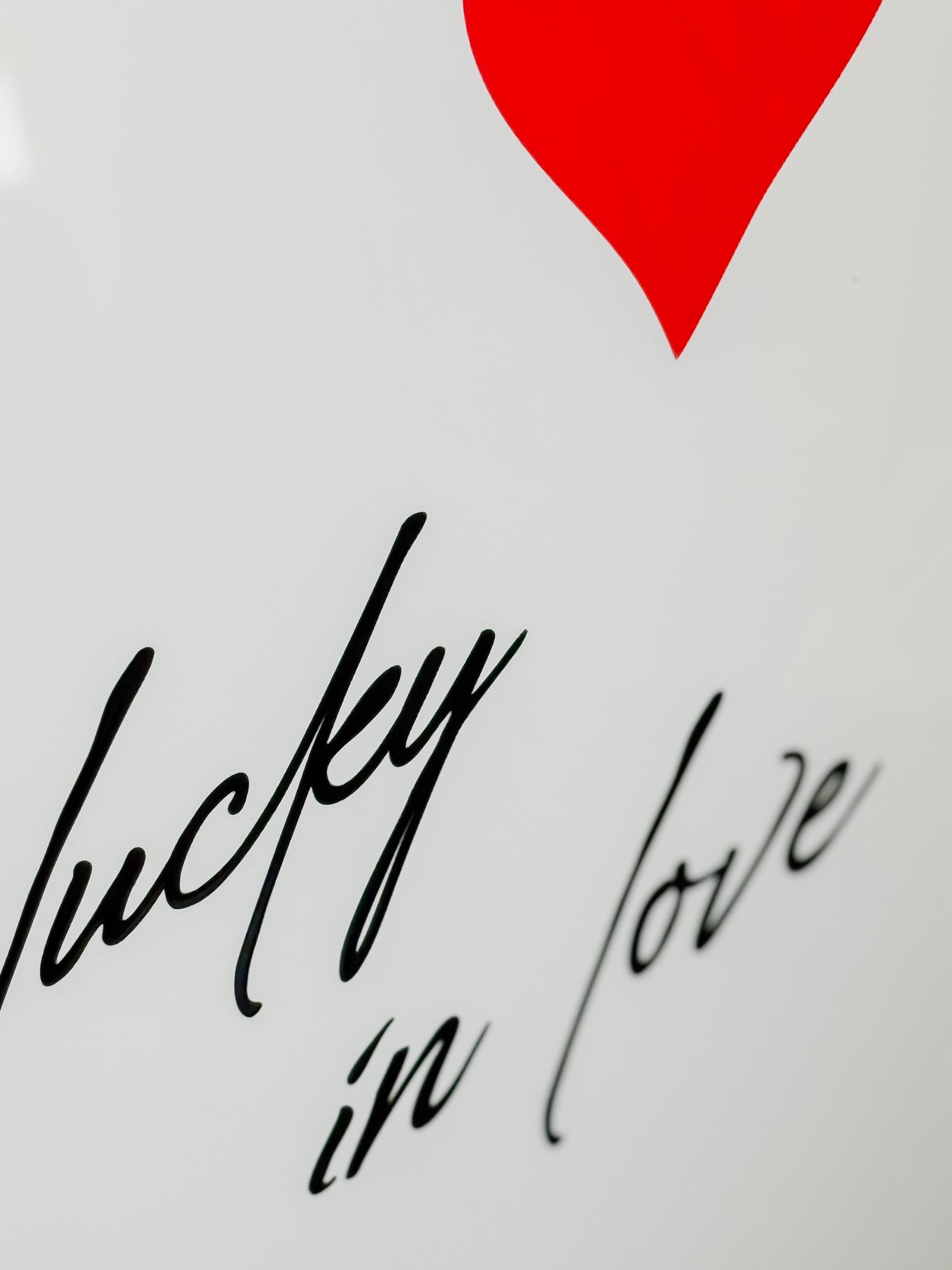 Luxury Acrylic “Lucky in Love” Sign – 35x24” Modern Ace of Hearts Wall Art | Premium Romantic Decor by Luxe Lines Designs