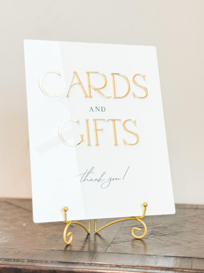 2026 Bride Cards & Gifts Sign – Gold 3D Acrylic Wedding Sign 8x10 | Cards and Gifts | Modern Luxury Acrylic Decor by Luxe Lines
