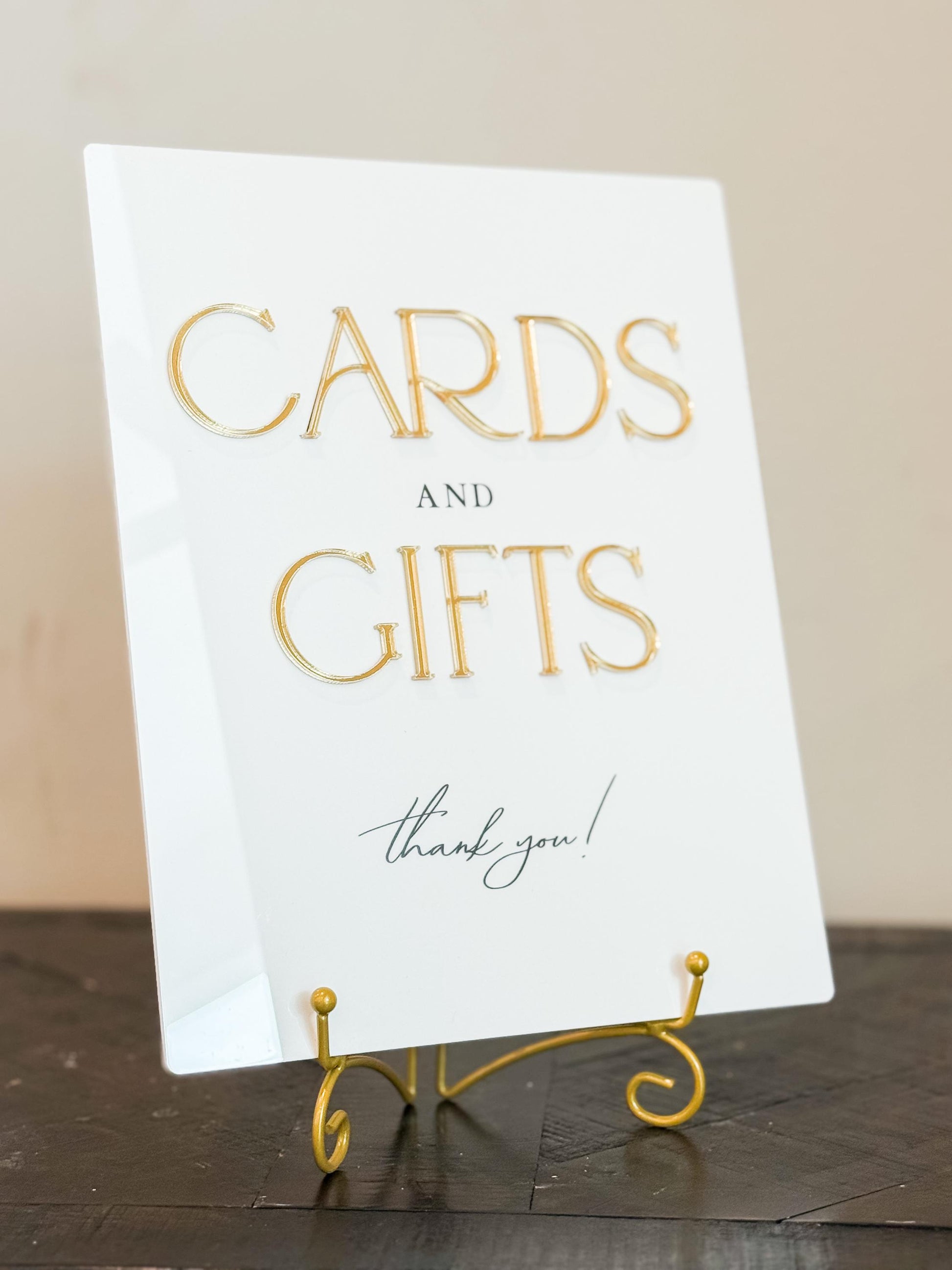 2026 Bride Cards & Gifts Sign – Gold 3D Acrylic Wedding Sign 8x10 | Cards and Gifts | Modern Luxury Acrylic Decor by Luxe Lines