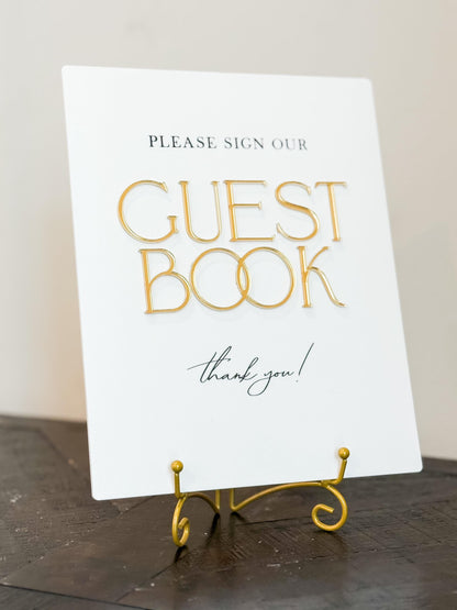 2026 Bride Guest Book Sign – Gold 3D Acrylic Wedding Sign 8x10 | Please Sign Our Guest Book | Modern Luxury Acrylic Decor by Luxe Lines