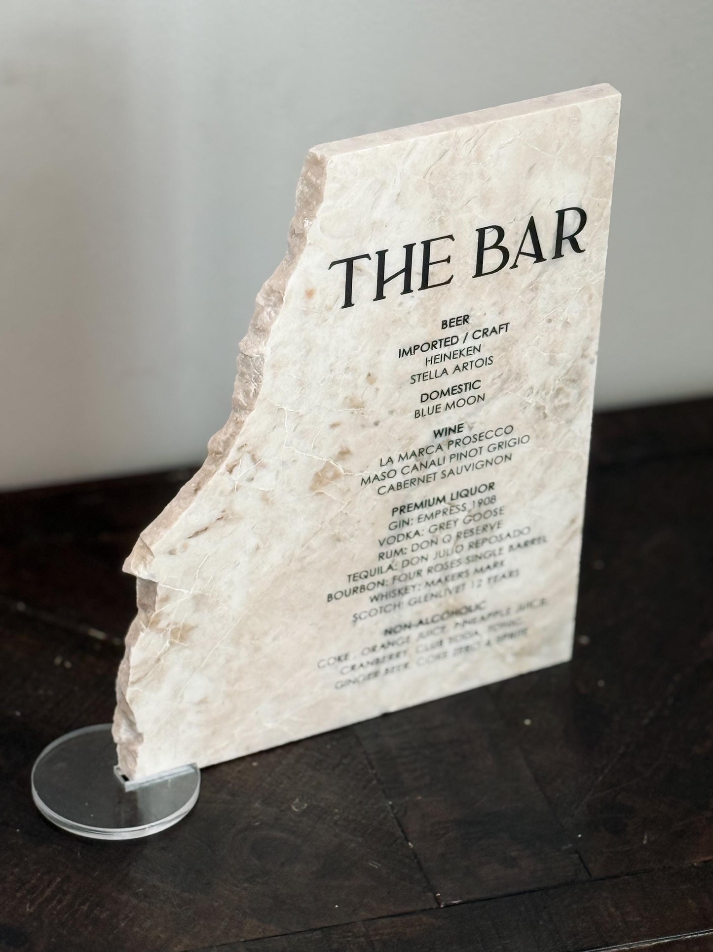 Luxury Marble Stone Bar Sign