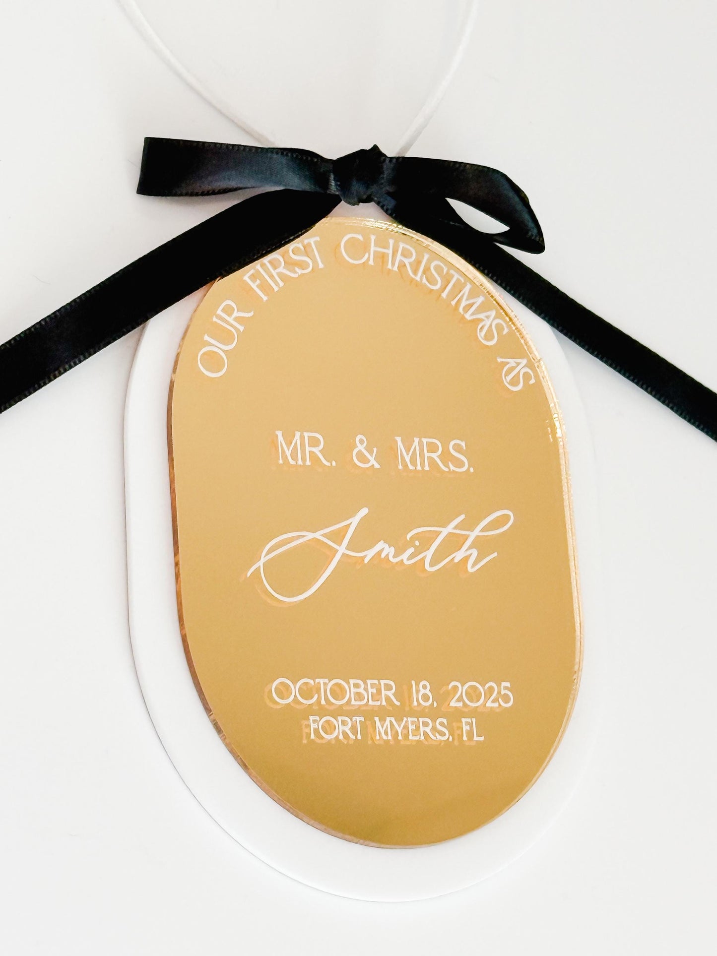 Our First Christmas as Mr. & Mrs. – Custom Wedding Ornament | Personalized Newlywed Gift | Modern Acrylic Christmas Ornament
