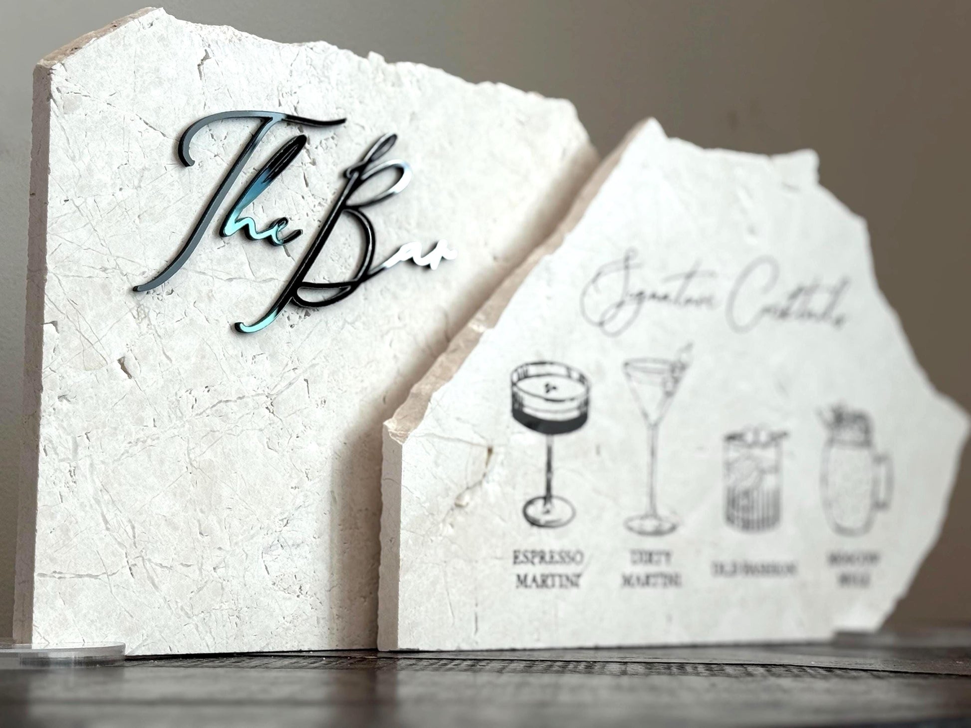 3D Marble Stone Bar Sign