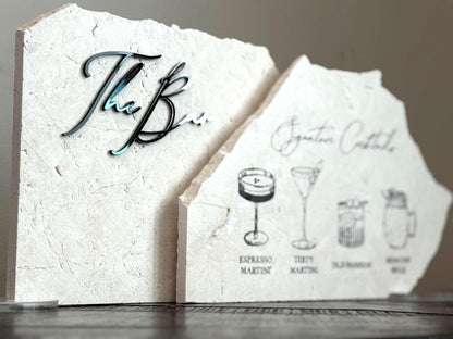 3D Marble Stone Bar Sign