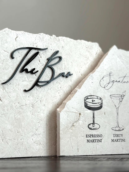 3D Marble Stone Bar Sign