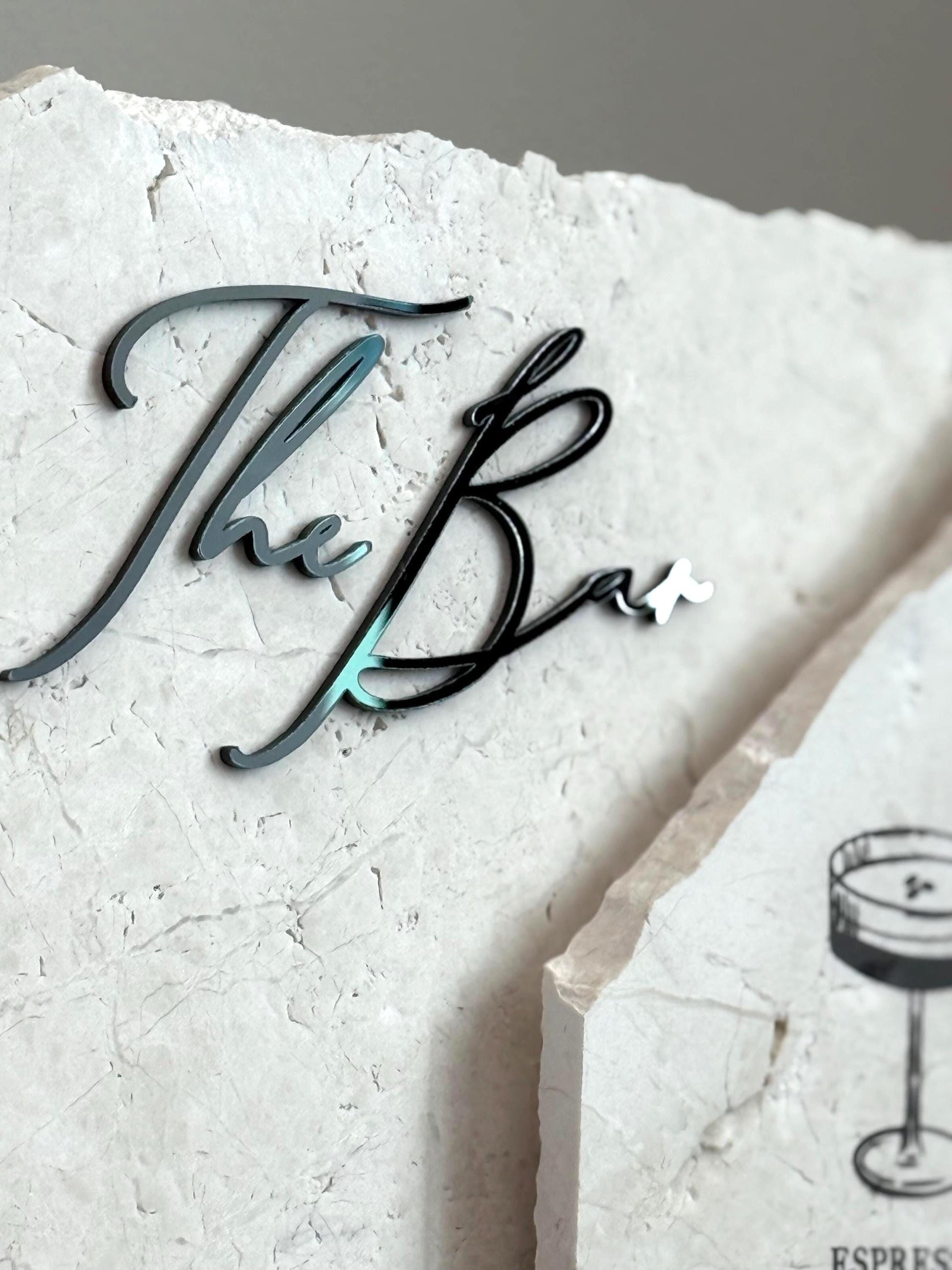 3D Marble Stone Bar Sign