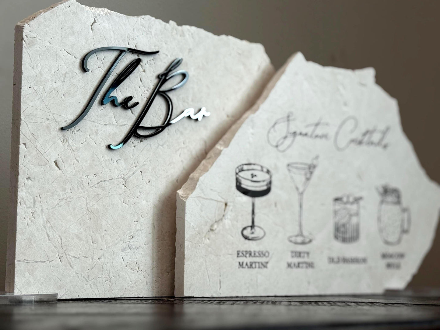 3D Marble Stone Bar Sign