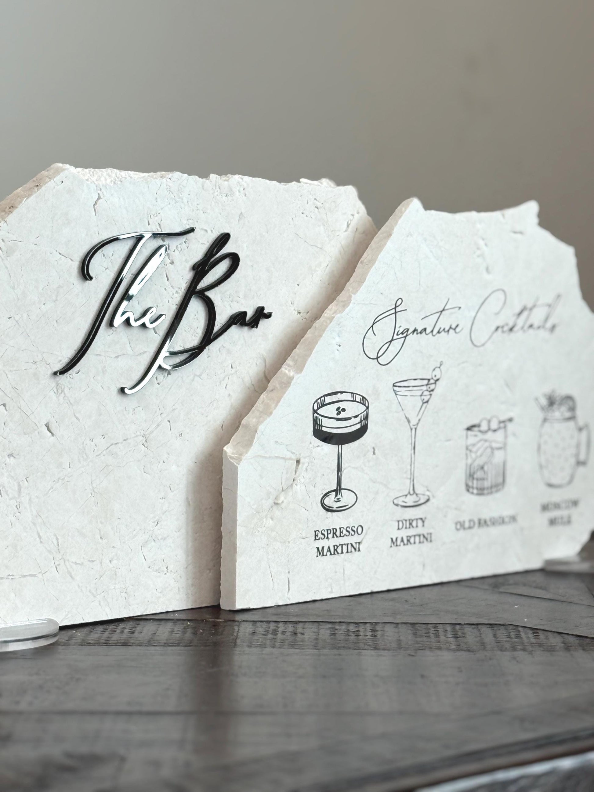 3D Marble Stone Bar Sign