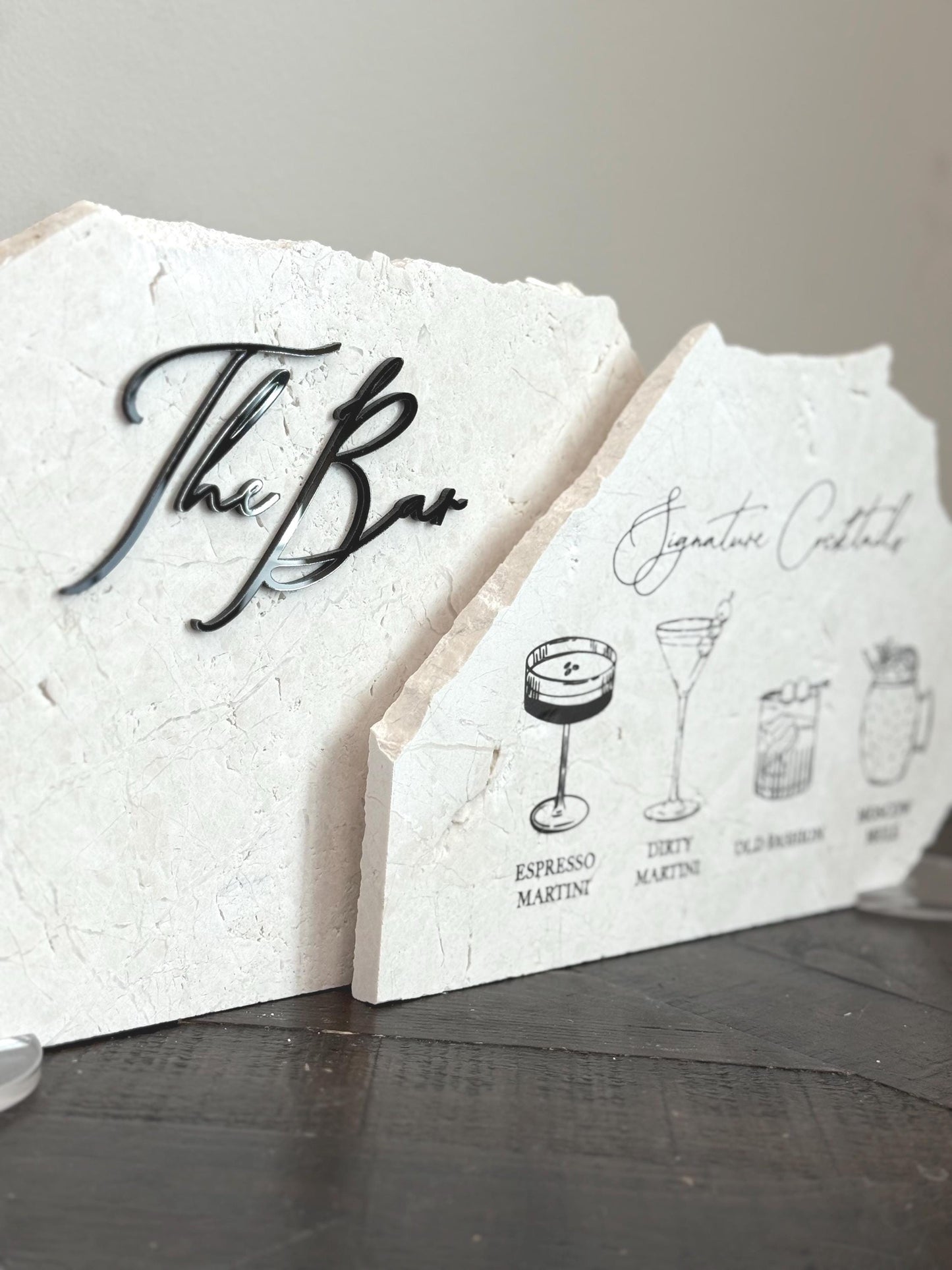 3D Marble Stone Bar Sign