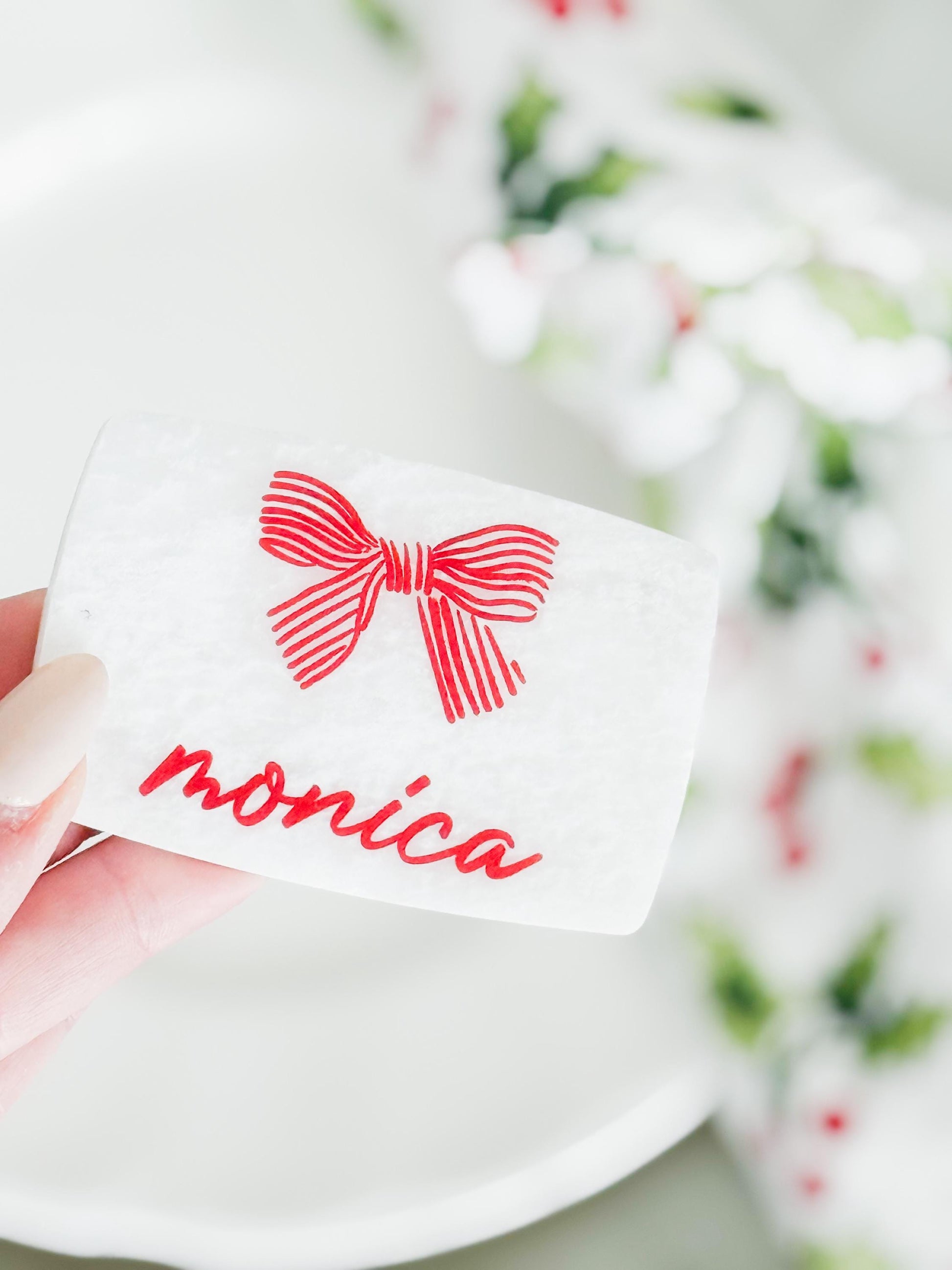 Custom Marble Christmas Place Cards – Personalized Name Tags – Elegant Holiday Table Setting – Luxe Lines Designs