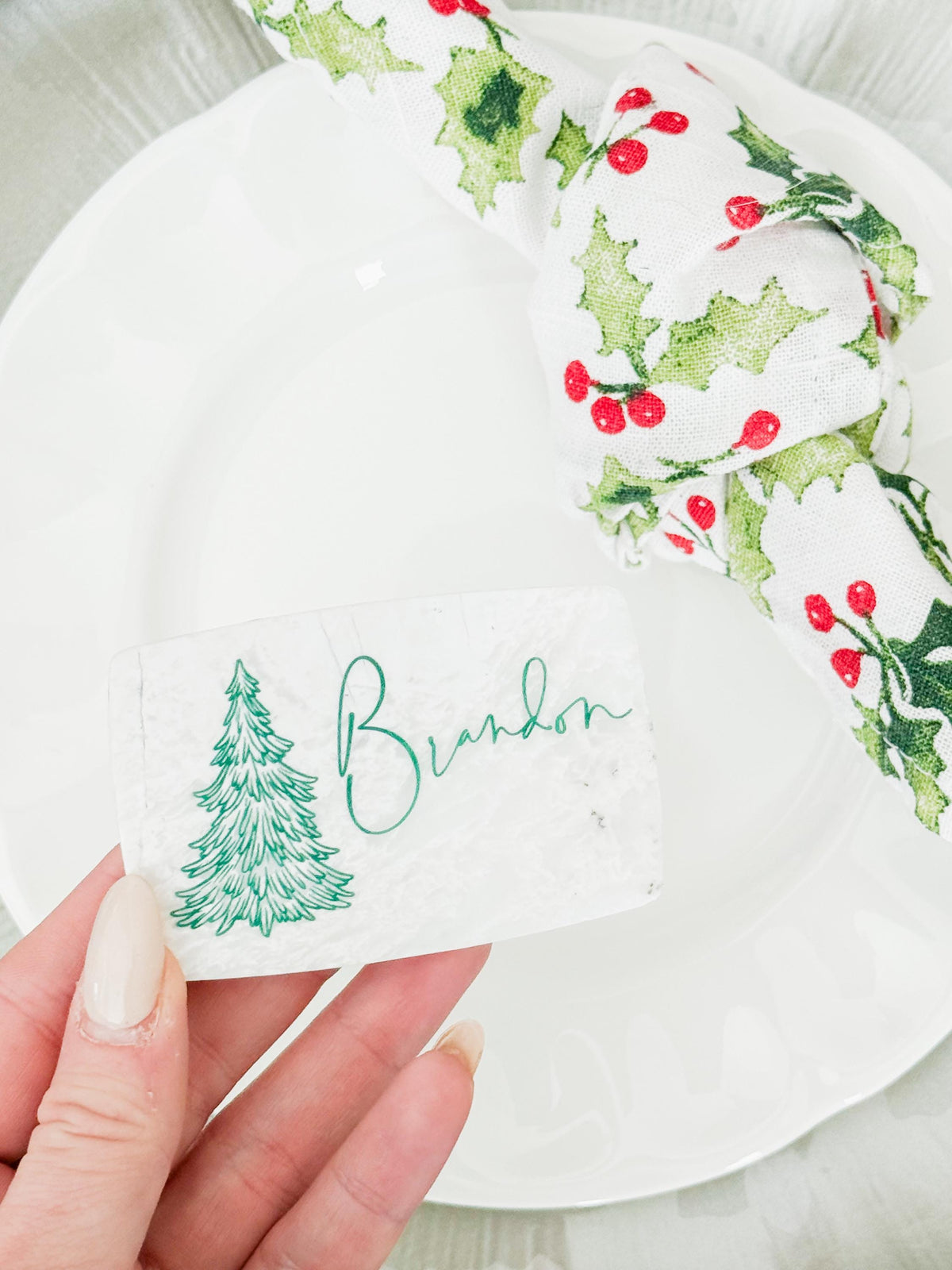 Custom Marble Christmas Place Cards