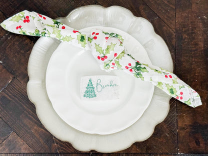 Custom Marble Christmas Place Cards – Personalized Name Tags – Elegant Holiday Table Setting – Luxe Lines Designs - Tree