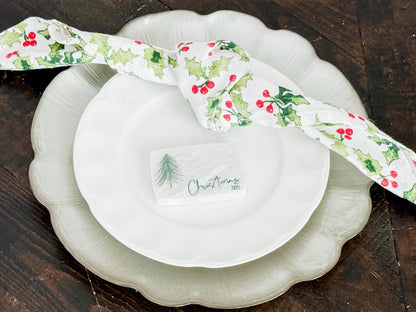 Custom Marble Christmas Place Cards – Personalized Name Tags – Elegant Holiday Table Setting – Luxe Lines Designs - Tree