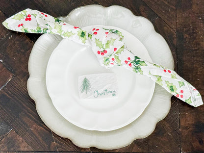 Custom Marble Christmas Place Cards – Personalized Name Tags – Elegant Holiday Table Setting – Luxe Lines Designs - Tree