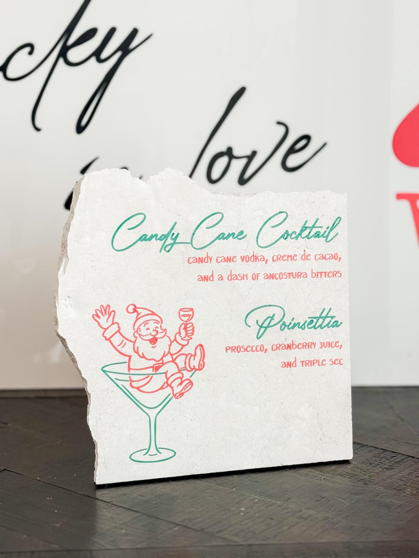 Christmas Cocktail Menu Sign – Santa Disco Stone Sign | Holiday Bar Sign | Christmas Party Decor | Luxe Lines Designs