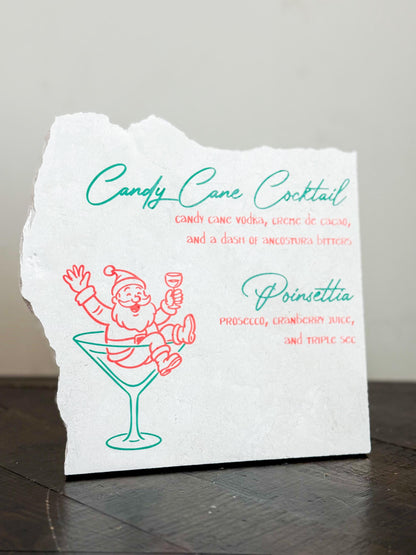 Christmas Cocktail Menu Sign – Santa Disco Stone Sign | Holiday Bar Sign | Christmas Party Decor | Luxe Lines Designs