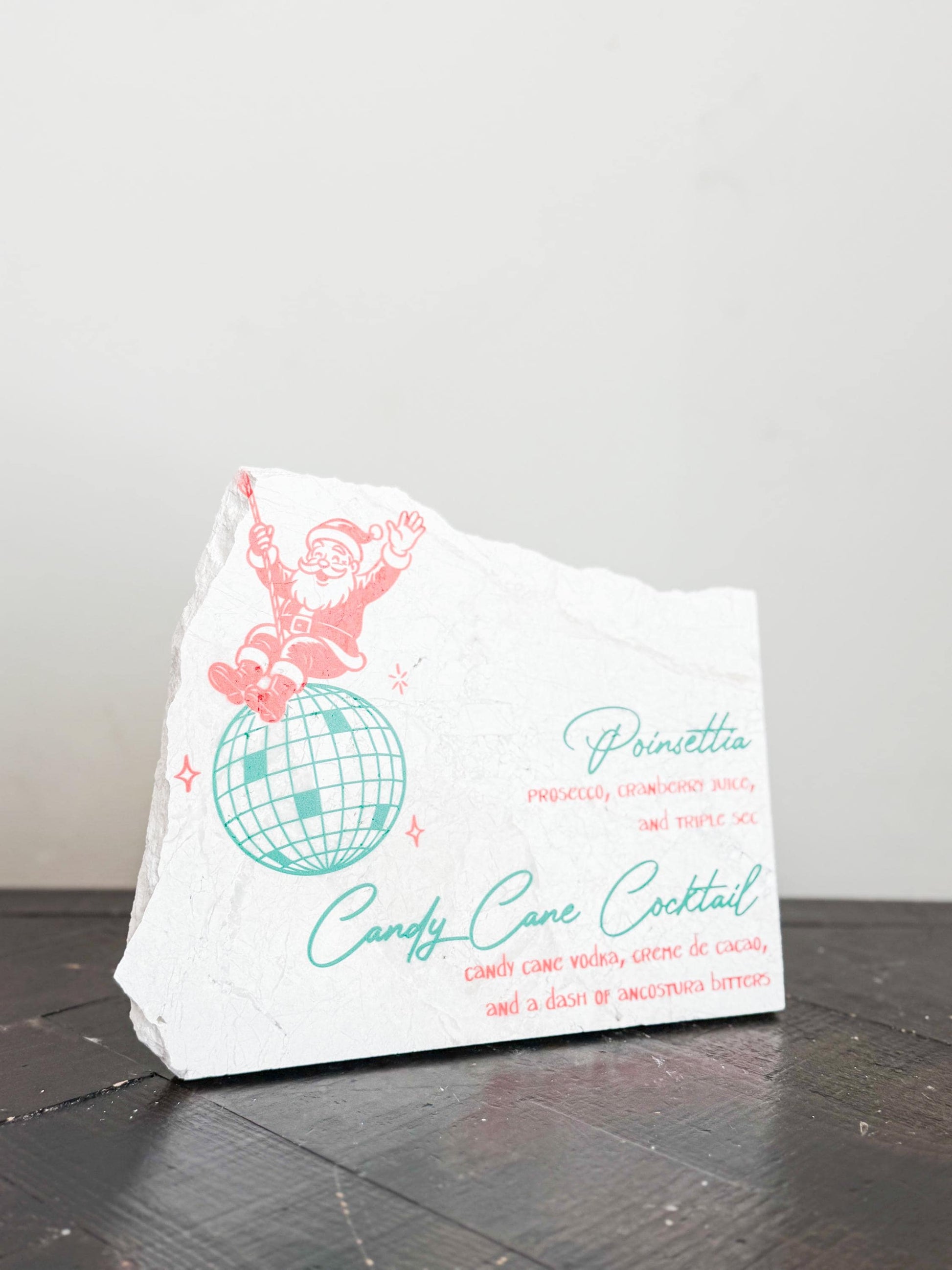 Christmas Cocktail Menu Sign – Santa Disco Stone Sign | Holiday Bar Sign | Christmas Party Decor | Luxe Lines Designs