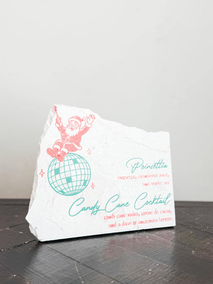 Christmas Cocktail Menu Sign – Santa Disco Stone Sign | Holiday Bar Sign | Christmas Party Decor | Luxe Lines Designs