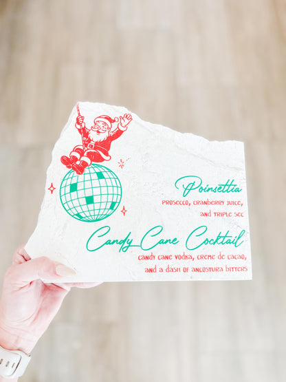 Christmas Cocktail Menu Sign – Santa Disco Stone Sign | Holiday Bar Sign | Christmas Party Decor | Luxe Lines Designs