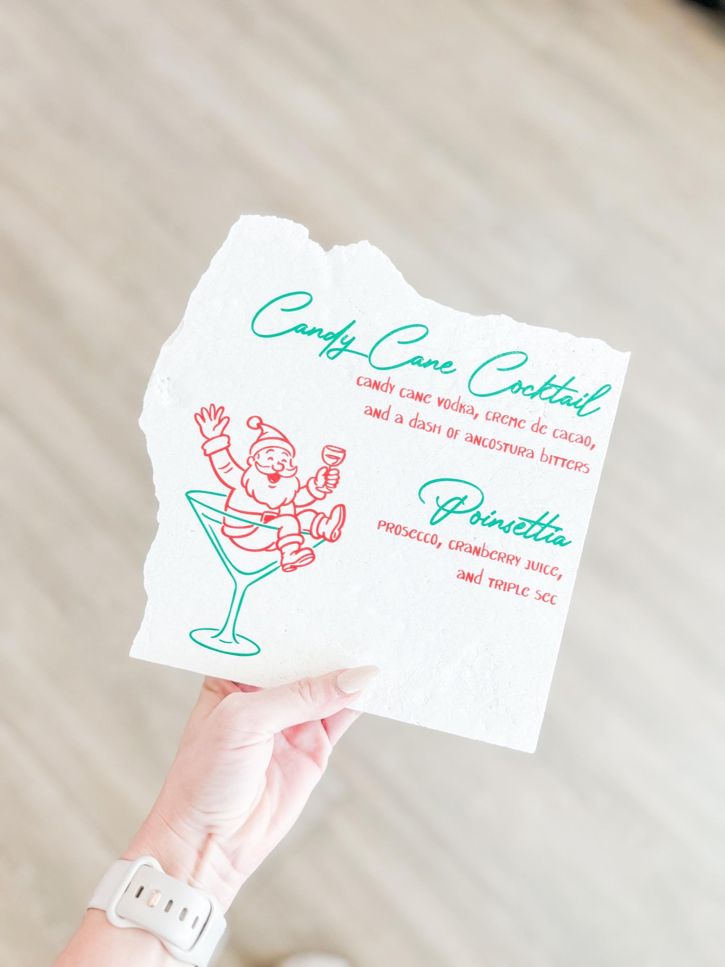 Christmas Cocktail Menu Sign – Santa Disco Stone Sign | Holiday Bar Sign | Christmas Party Decor | Luxe Lines Designs