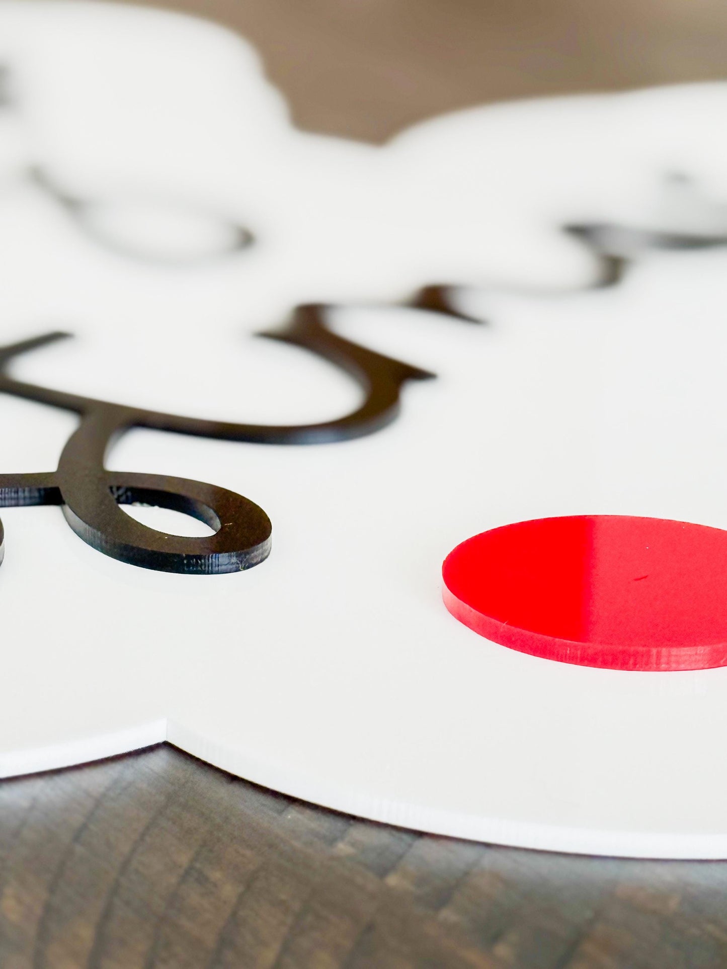 Acrylic “Merry Christmas” Sign – Holiday Decor – Red Nose Reindeer Christmas Sign – Luxe Holiday Wall Decor