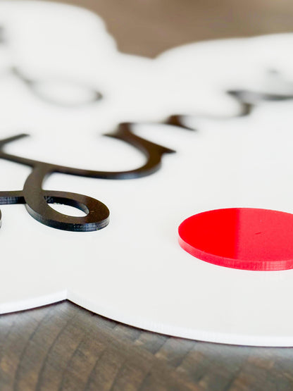 Acrylic “Merry Christmas” Sign – Holiday Decor – Red Nose Reindeer Christmas Sign – Luxe Holiday Wall Decor