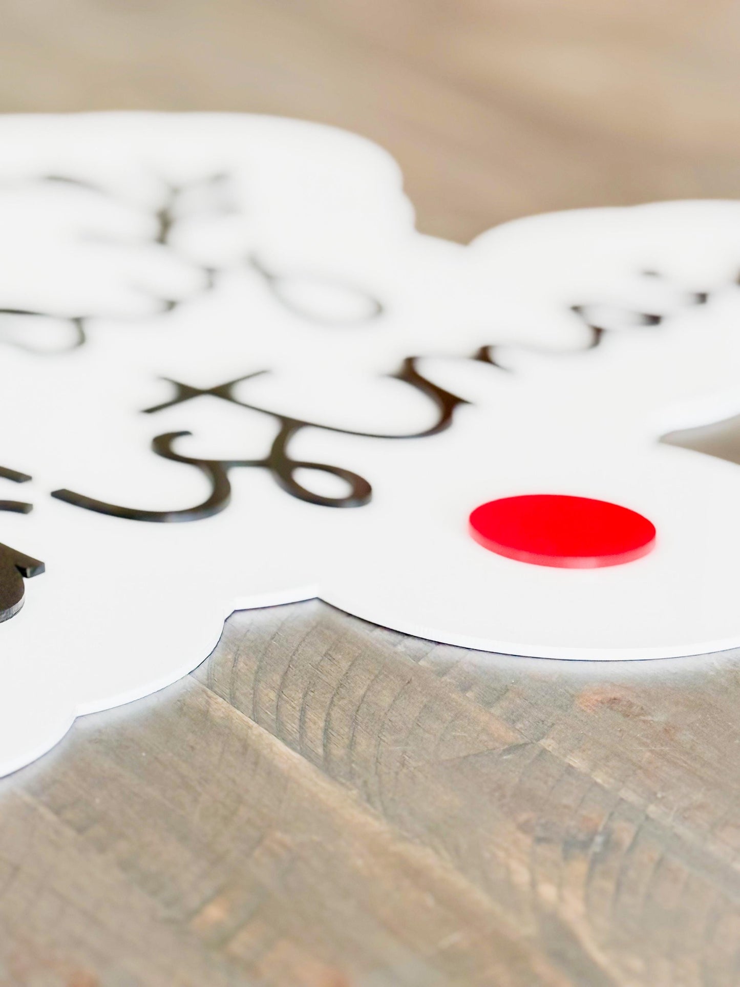 Acrylic “Merry Christmas” Sign – Holiday Decor – Red Nose Reindeer Christmas Sign – Luxe Holiday Wall Decor