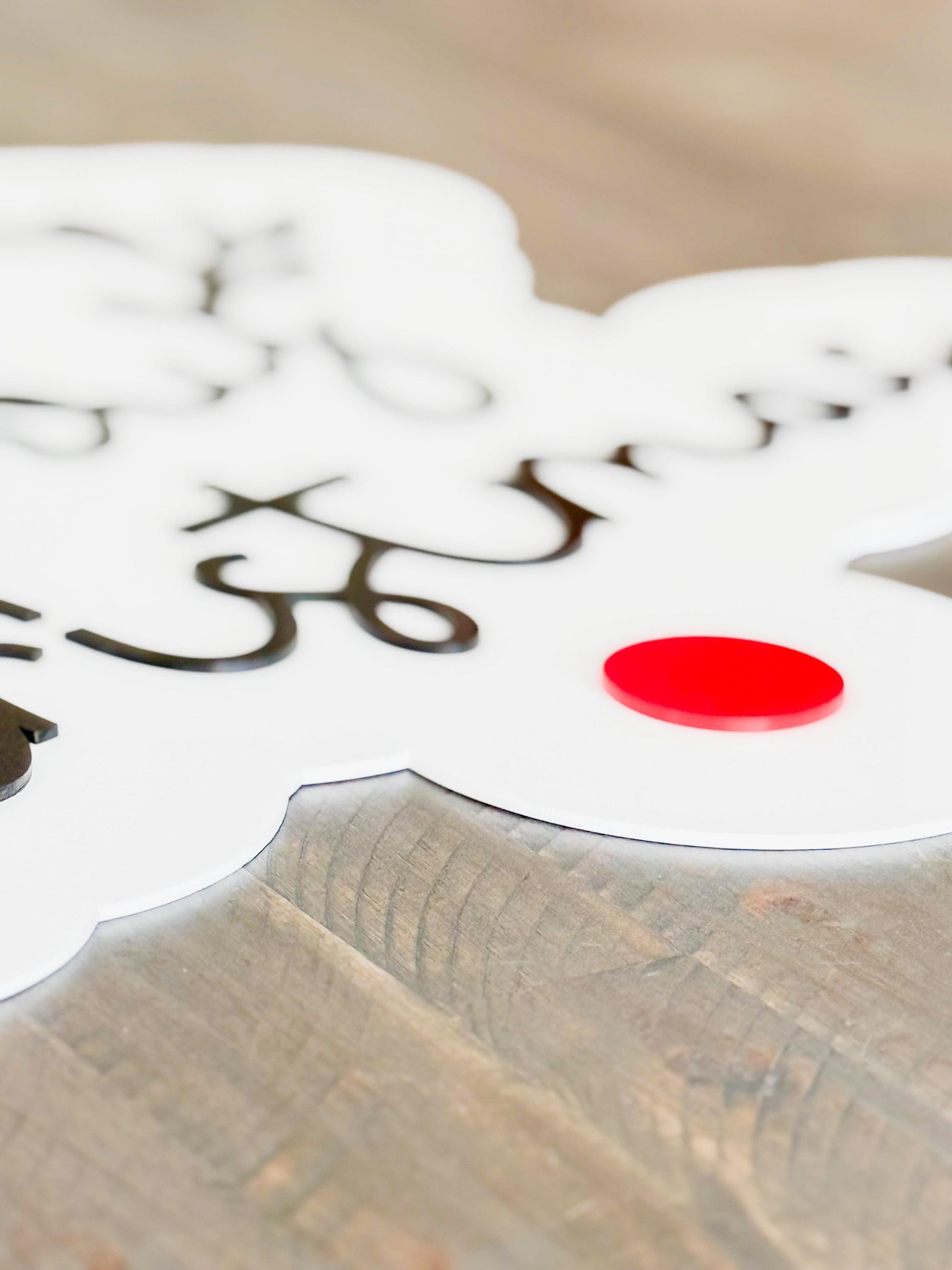 Acrylic “Merry Christmas” Sign – Holiday Decor – Red Nose Reindeer Christmas Sign – Luxe Holiday Wall Decor