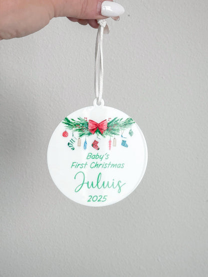 Baby's First Christmas Ornament Gift | Baby’s 1st Ornament | Customizable Acrylic Keepsake