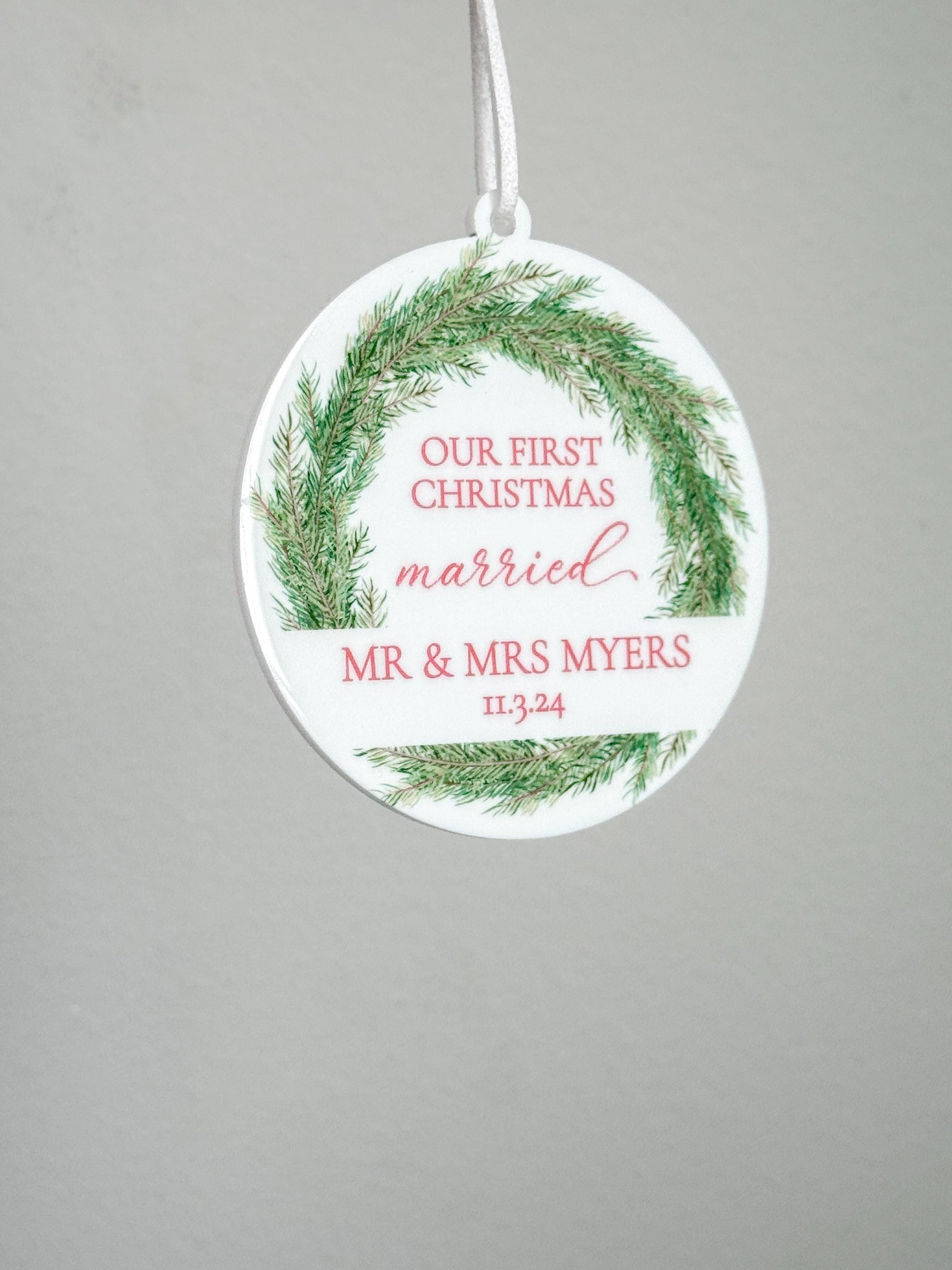 Our First Christmas Married, Engaged, etc. Ornament Gift | Customizable Acrylic Keepsake | Couple’s First Christmas Ornament
