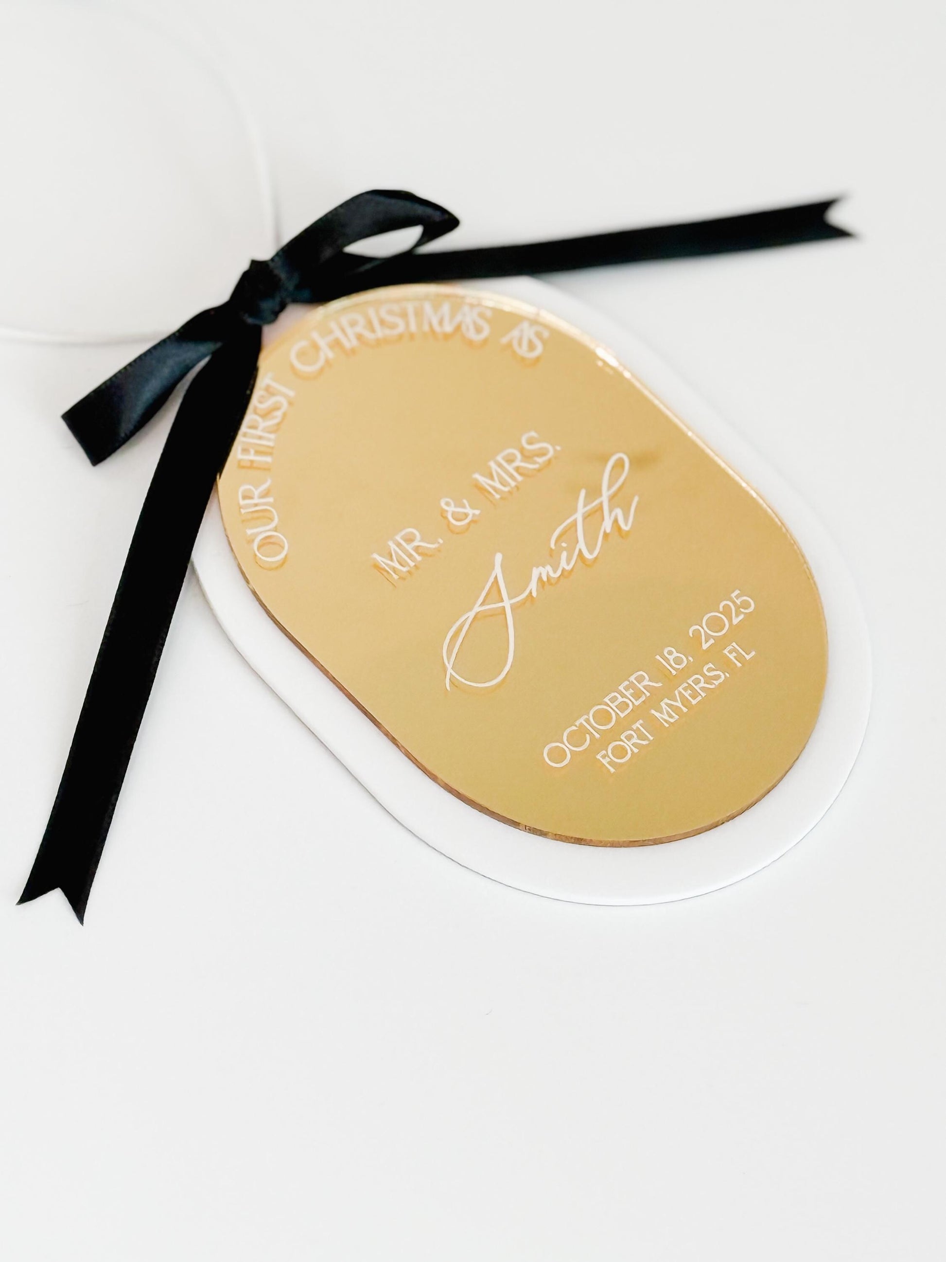 Our First Christmas as Mr. & Mrs. – Custom Wedding Ornament | Personalized Newlywed Gift | Modern Acrylic Christmas Ornament