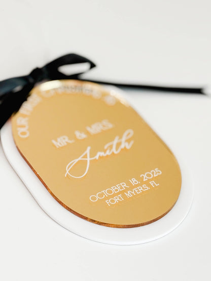 Our First Christmas as Mr. & Mrs. – Custom Wedding Ornament | Personalized Newlywed Gift | Modern Acrylic Christmas Ornament