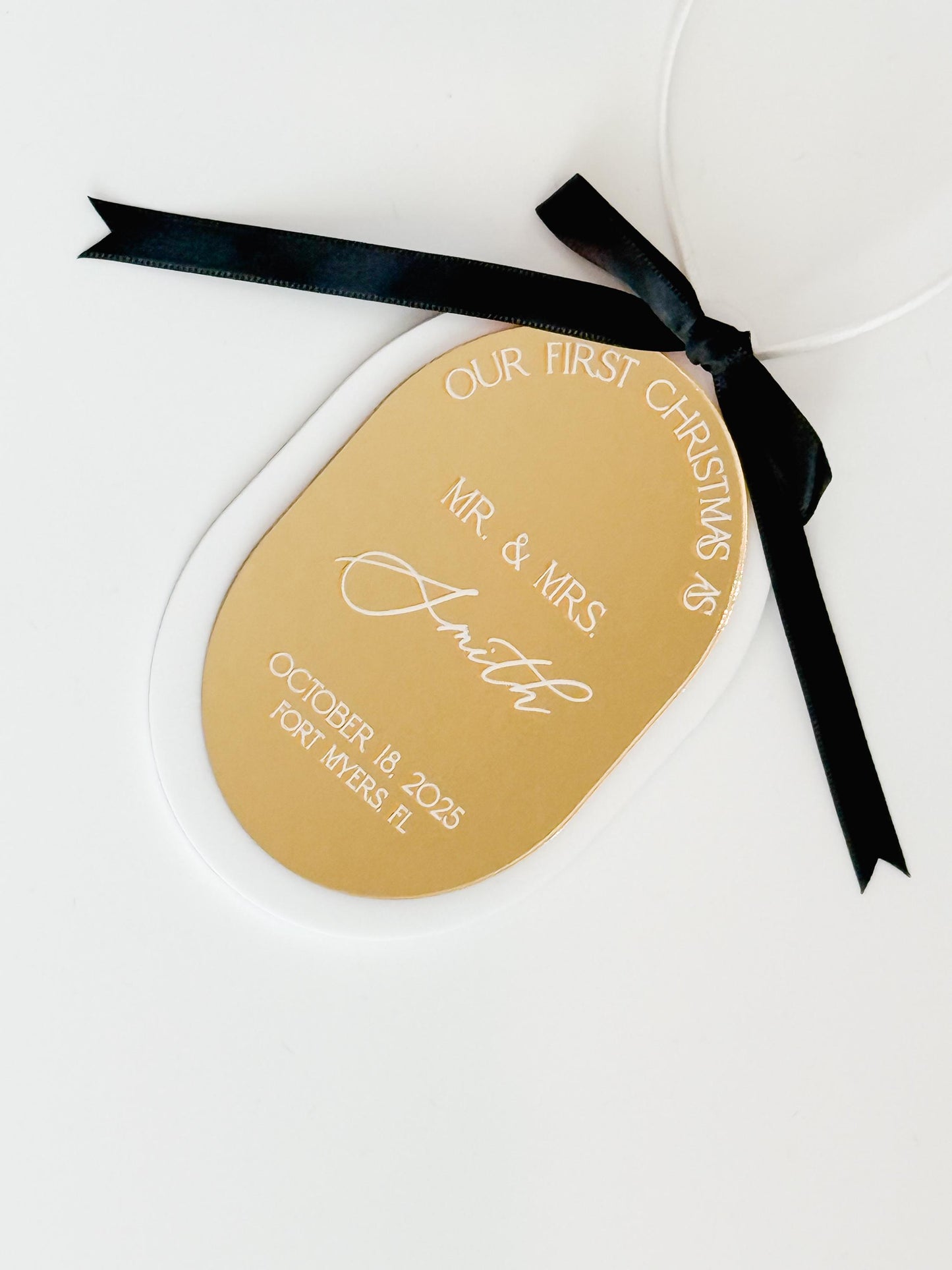 Our First Christmas as Mr. & Mrs. – Custom Wedding Ornament | Personalized Newlywed Gift | Modern Acrylic Christmas Ornament