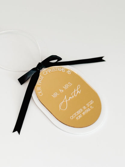 Our First Christmas as Mr. & Mrs. – Custom Wedding Ornament | Personalized Newlywed Gift | Modern Acrylic Christmas Ornament