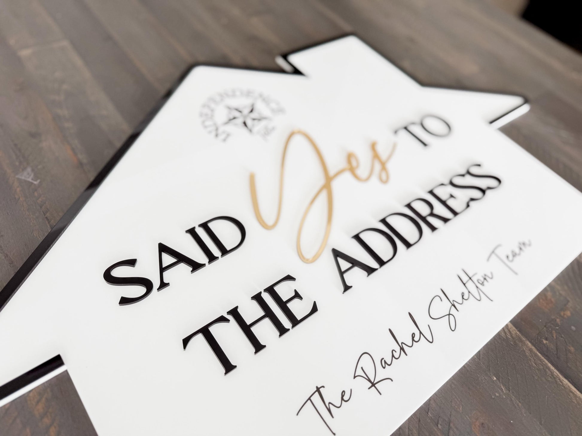 Personalized Realtor Sign with Logo | Say Yes to the Address | Closing Realty | House Sold Acrylic | Closing Prop | Realtor Gift Sold