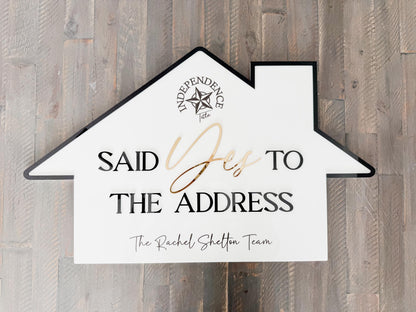 Personalized Realtor Sign with Logo | Say Yes to the Address | Closing Realty | House Sold Acrylic | Closing Prop | Realtor Gift Sold